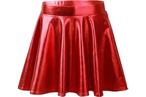 Aislor Mädchen Röcke Skaterrock mit Shorts Glänzende Minirock Kinder Tanzbekleidung Hip Hop Tanzrock High Waist Faltenrock Gr. 110-164