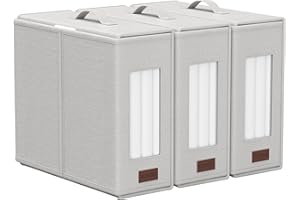 Mowend Lot de 3 sacs de rangement pour draps de lit, organisateur de draps pliables pour tailles King et Queen avec fenêtre transparente, charge de support 5 kg