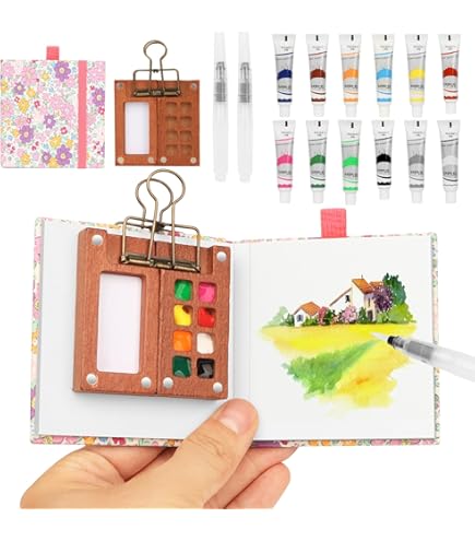 LIUYIDM Pocket Aquarelset, 15 rasters, reisaquarelset, 24 kleuren