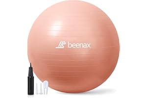 Beenax Thick Strong Exercise Pregnancy Ball 55cm 65cm 75cm, Anti-Burst Gym Swiss Ball with Pump Included for Yoga, Fitness, Labour, Pilates, Stability, Balance