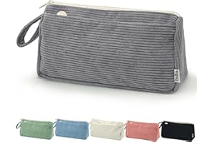 BOZIEE Sztruksowa kosmetyczka, mała kosmetyczka, podróżna, na podróż, dla dziewcząt i kobiet, szary, Nowoczesny