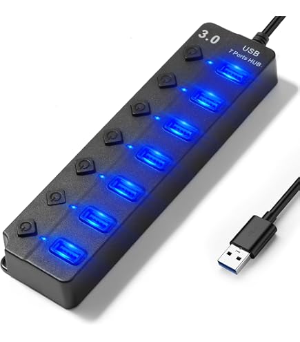 Hub USB 3.0 Industriale 10 Porte Con Alimentatore 60W, Stazione Di Ricarica, Retrocompatibile USB 2.0/1.1, Custodia Metallica Rackabile, Per Windows Mac Linux