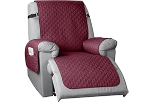 LINFKY Non-Slip Recliner Chair Cover Sofa Slipcover, Reversible Recliner Chair Cover with Elastic Adjustable Strap, Washable Reclining Chair Cover Recliner Furniture Protector (Wine Red,23" Recliner)