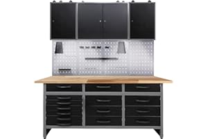 ONDIS24 Banco de trabajo, para armarios, herramienta taller muebles 170 cm de ancho de pared con iluminación LED