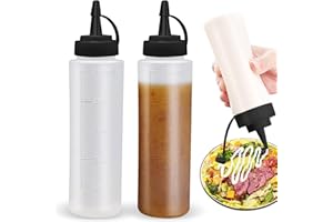 Kezidhp 2 Bouteilles Souples Transparentes 250ml - Pour Condiments, Sauces, Huile et Peinture - Flacons de Cuisine Pratiques avec Bouchon Étanche