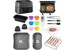 ‎FJNATINH Airfryer Zubehör for Philips Dual Basket 3000 Series NA350/NA550 – 17 set Philips Airfryer Zubehör Set Heat Resistant, BPA Free, Dishwasher Safe – Ideal for Grilling, Baking(Grau)