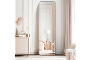 CROWNSHOP Full Length Mirrors 150x40cm Free Standing Aluminium Alloy Tempered Glass Floor Mirror Wall Full Body Large Hanging Mirror For Hallway, Living Room, Bedroom(150x40cm Black)