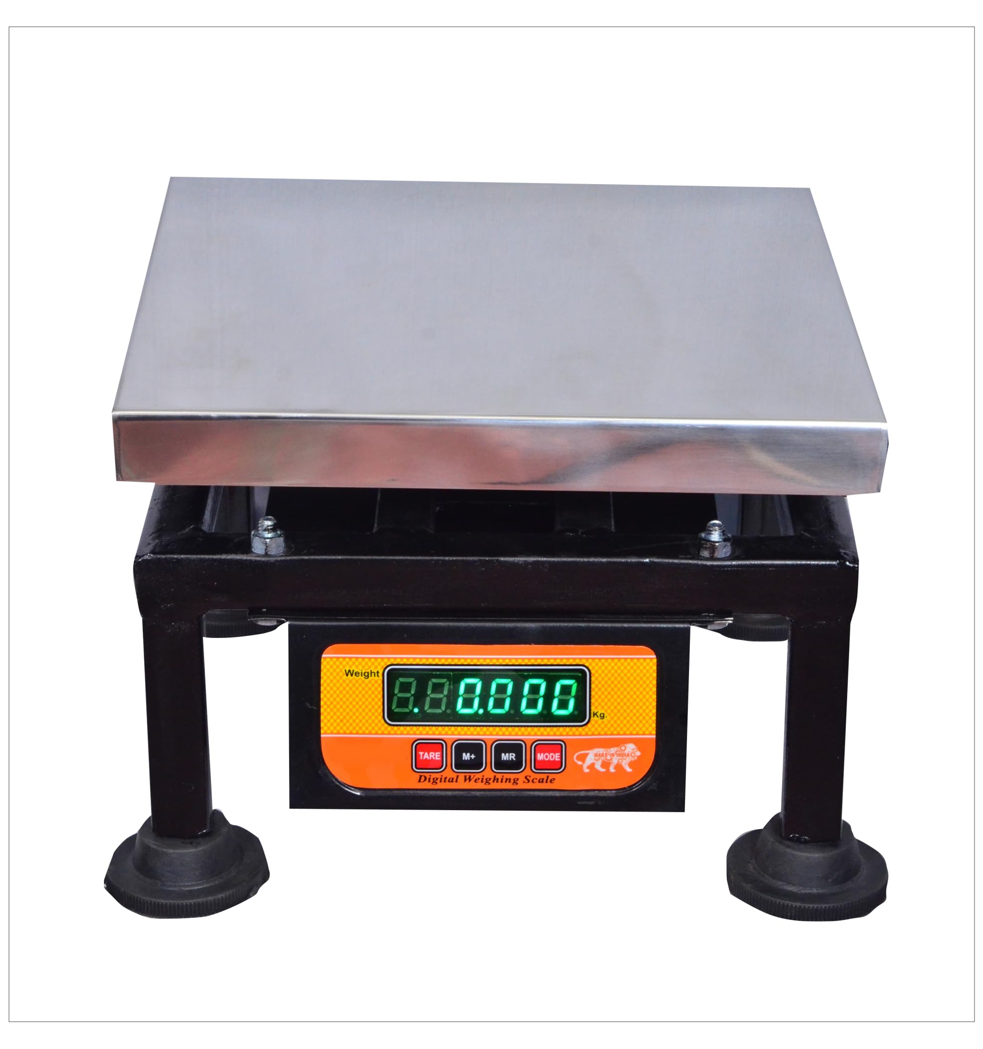 GRAMTECHNOLOGY SS Weighing Scale 100kg x 10 gram Weight Machine for Shop, Fruit Shop, Kirana Shop, Kitchen and Factories 68 (SS FB, Black)