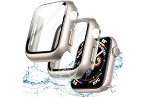 JETech Coque Étanche avec Protection D'écran pour Apple Watch SE 3/2/1 (2025/2022/2020) / Series 6 5 4 40mm, Film en Verre Trempé Intégré, Étui Housse de Protecteur, Lot de 2 (Lumière Stellaire)