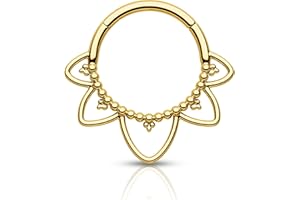 Agrewd Piercing Daith Minimaliste Lotus Anneau Septum Argent Or Acier Inoxydable 316L 16G Boucle d'oreille Daith Hélix Cartilage pour Femmes et Hommes