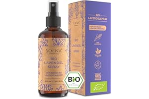 SOENA LAVENDELSPRAY für Kopfkissen BIO - 200ml [BIO-ZERTIFIZIERT] 100% NATURREIN Aus Echtem Lavendel | 100% Natürlich - Ohne Zusatzstoffen & Frei von Alkohol - Bio Lavendelwasser
