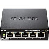 D-Link DGS-105 5-Port Layer2 Gigabit Switch (bis zu 2000 Mbit/s Datenübertragung pro Port, einfache Plug & Play-Installation, energiesparende Funktionen, lüfterlos, Metallgehäuse) schwarz