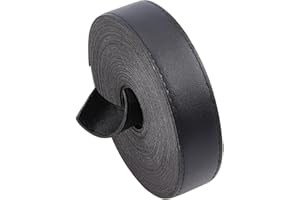 GORGECRAFT 5m X 25mm Correa de Cuero Negro Cordón de Cuero Plano de Doble Cara Tiras de Cuero de Imitación de 2 mm de Espesor Hilos para Manualidades Cinturón de Envoltura de Mango Collares