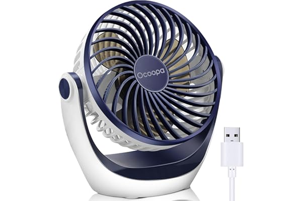 OCOOPA Ventilateur Silencieux Portable Mini Puissant - 3 Vitesses, Rotation 360°, Alimenté par USB - Pour Chambre, Bureau, Domair, Cuisine