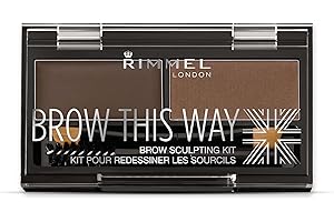 Rimmel London Brow This Way Eyebrow Powder Sculpting Kit, Groomed Finish and Ultimate Precision with Duo Compact Formula, Dark Brown