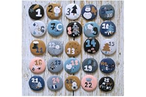 HERZWILD Calendrier de l'Avent avec chiffres numérotés de 1 à 25 pour calendrier de Noël DIY pour sacs de jute, épingles