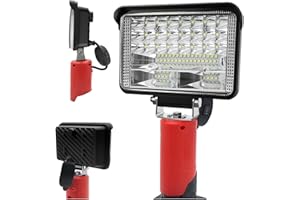 YINNIY Compatible con Milwaukee M12 Luces de Trabajo Alimentadas por Baterías,32W 5000Lm Lámparas Led Sin Cuerda,Portátil Luz de Inundación Linterna con Puerto de Cargador USB,Focos