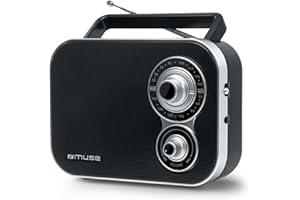 Muse M-051Rtragbares Retro-Radio, UKW und MW, Netz- und Batteriebetrieb, Teleskopantenne, AUX-In, schwarz