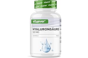 ‎VIT4EVER vit4ever Hyaluronsäure - 120 Kapseln mit 500 mg Hyaluron für 4 Monate - 500-700 kDa - Aus pflanzlicher Fermentation - Ohne unerwünschte Zusätze, hochdosiert, vegan