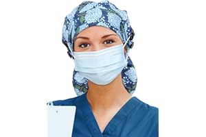 HACHAPY Satin Lined Scrub Cap for Women Extra Large Long Hair Surgical Nurse Cap 4 Buttons