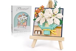 Gerbala Zestaw mini klocków do budowania, słonecznik, klocki zaciskowe, kwiaty, sztuczne kwiaty, zestaw do budowania, zestaw zabawek do budowania, bukiet klocków do salonu, sypialni (Lilie)