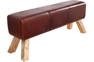 invicta INTERIOR Design Sitzbank TURNBOCK mit Echtleder Bezug 120 cm Kult Schulsport Bank Leder