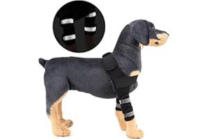 SELMAI Apoyo del Hombro Perro Reflexivo Abrazadera de la Pierna Delantera Protector de Codo Canino Envoltura de Juntas Apoyo Artritis Pérdida de Estabilidad Curación de Heridas Negro S