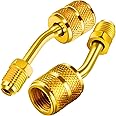 Chinco R410a Charging Vacuum Port Adapter Brass Converter with Thimble 5/16 Inch Female Quick Coupler to 1/4 Inch Male Flare for Mini Split System Air Conditioner HVAC Refrigeration Service (2 Packs)