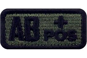 EMBTAO Type AB positif Groupe sanguin tactique Brodé Crochet et boucle d'attache Patch, Olive terne