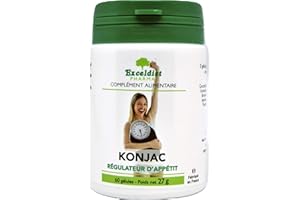EXCELDIET PHARMA Konjac | Glucomannane 4700 mg par Jour | Aide Minceur |Effet Satiété | 60 gélules | Fabriqué en France