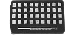 AKOZON Poinçon Alphabet Lettre en Acier, 36 Pièces en Cuir pour Frapper un Outil D'impression Artisanale 6mm Poinçonnage en Cuir Habet Tampons (6 mm)