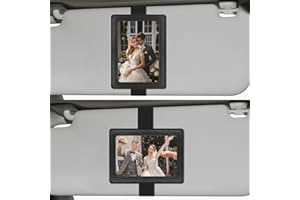 HINGTAI Leather Car Visor Picture Holder Photo Clip Fits 5-Inch Car Picture Frame Displays Your Photographs Sun Visor Car Photo Holder Black Both Horizontally And Vertically, Photo Car Visor Clip for Vehicle