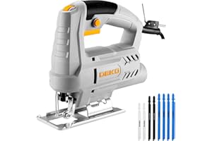 Sierra de calar: DEKOPRO 400W Caladoras Para Madera 0-3000 SPM Velocidad variable ±45° Hoja de inglete,Sierra de calar para cortar metal, madera y plásticos