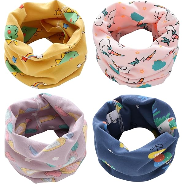 5 Sciarpe Per Bambini O-ring - Cotone, Antivento, Modelli Cartoon, Per Tutte Le Stagioni - Foto 3