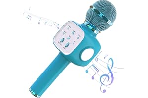 TIKIMOON Microfono senza fili, microfono Bluetooth per karaoke per bambini e adulti, altoparlante karaoke con luci a LED, smartphone Android/iOS, microfono Bluetooth per feste, canto, registrazione (bule)