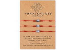VU100 3 PCS Malocchio Bracciale 7 nodi Evil Eye, Turchia Protect Friendship intrecciato Bracciale, Bracciale donna uomo amico di famiglia Genitori, portafortuna, amuleto, gioielli