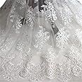 White Embroidery Flower Lace Tulle Fabric for DIY Wedding Bridal Dress Curtain Home Decoration 51" Width Sold by Meter