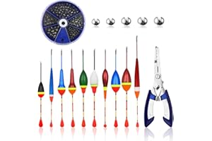 IIRC 10 STK Posen Angeln, Schwimmer Angeln mit 205 STK Angelblei 5 Größen, 1 Angelzange, Posen Set für Verschiedene Fischgrößen in Seen