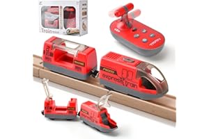LTFIOON Treno Elettrico per Bambini, Locomotiva ad Azione, Treno Alimentato a Batteria, Auto Giocattolo Compatibile con Thomas, Brio, Giocattolo per Bambini 3+ Anni (Rosso)