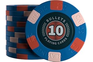 Bullets Playing Cards, 25 x ceramiczny żeton do pokera Richie, wartość 10, do zestawu do pokera, 10 g, średnica 4 cm (niebieski)
