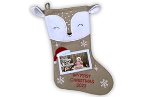 HEART'S SIGN Heart’s Sign Primer calcetín de Navidad del bebé 2023 | Mi Primera Navidad con mi niño o niña | Medias para recién Nacidos - Adornos navideños (Gris)