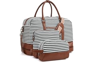 BOSTANTEN Damska torba podróżna, składana torba sportowa, weekendowy bagaż podręczny dla kobiet, torba płócienna, rozmiar Duffel torby z kieszenią na buty ze skóry PU, X-czarno-białe paski, XL, torba