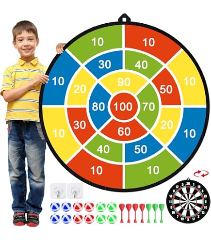 Riesen-Dartscheibe Für Kinder, 72 Cm – Mit 12 Klebrigen Bällen & 2 Darts, Für Drinnen & Draußen