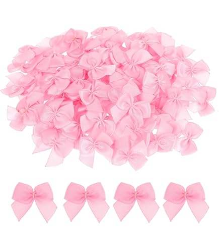 150-Pack Mini Satin Ribbon Bows - 1 Inch White Premade Craft Bows For DIY, Gift Wrapping, Hair Clips