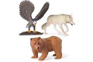 TERRA BY BATTAT Terra 3 figurki zwierząt leśnych – niedźwiedź, orzeł, wilk – realistyczne figurki zwierząt, zestaw zabawek dla dzieci dla dziewczynek i chłopców od 3 lat
