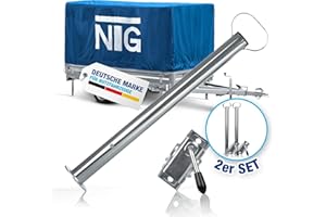‎NTG NTG Anhänger Stützen mit Klemmhalter 600 mm 2 Stück Stütze mit 300 kg Traglast Anhängerstütze Ø48 mm aus verzinktem Stahl höhenverstellbar mit Griff für PKW Anhänger Wohnwagen robust & wetterfest