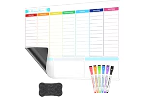 SONNELD Magnetischer Wochenplaner abwischbar für Kühlschrank Whiteboard Wochenplaner Familie mit 6 Stift Wiederverwendbarer Essensplaner Woche abwischbar, ideal als Familienplaner magnetisch