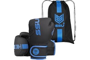 SSU Premium Boxing Gloves, Ringside Boxing Gloves, MMA Sparring Gloves, Mens, Women and Adult, Ladies Pro Training Mitts Sparring, Fighting Gloves, Muay Thai Gloves - 10, 12, 14 oz