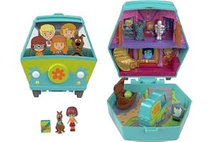 Polly Pocket x Scooby Doo Compact med mikrodockor och lekset | Roliga lekmöjligheter, mikrodockor av Scooby och Velma, Myster