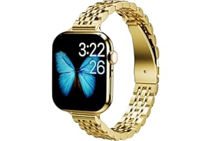 ARTCHE Slim Watch Strap for Apple Watch Strap 41mm 40mm 38mm, Women Thin Stainless Steel Adjustable Replacement Straps Jewelry Chain, Compatible with iwatch Straps Series 9/8/7/6/SE/5/4/3/2/1, Gold